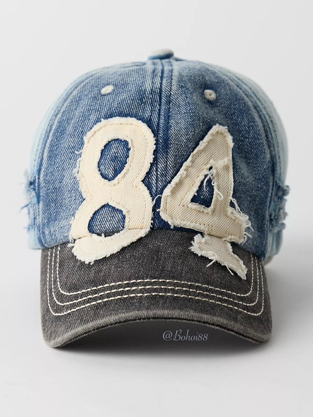 NWT Free People Hollie Varsity Denim Baseball Hat